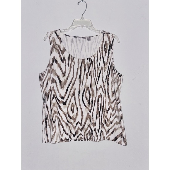 Chico's‎ 2 Pc Set Tank & Open Cardigan Brown Ivory Animal Print Womens 3 US XL - Picture 2 of 5